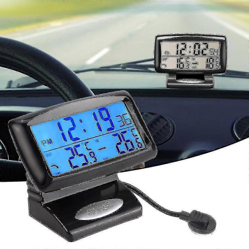 Sajy Auto Accessories Electronics Internal And External Dual Temperature Car Clock Watch Car Thermometer Luminous Car Styling_Gift Of G