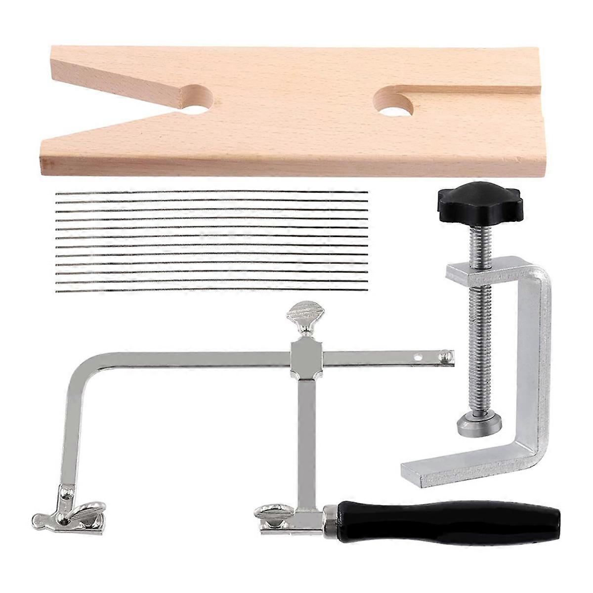 3 in 1 Jeweler Saw Kit Includes V-Slot Bench Pin Clamp, Adjustable Saw Frame and Piercing Handle Saw Blade Jewelry Tools