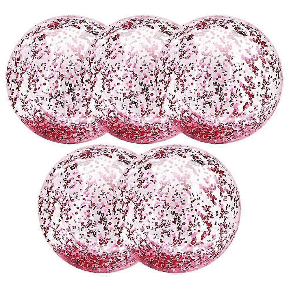 5 חבילת כדורי חוף כדורי בריכה ענקיים פלאש ענק כדורי חוף מתנפחים בריכת שחייה מים צעצועי חוף - זהב ורוד