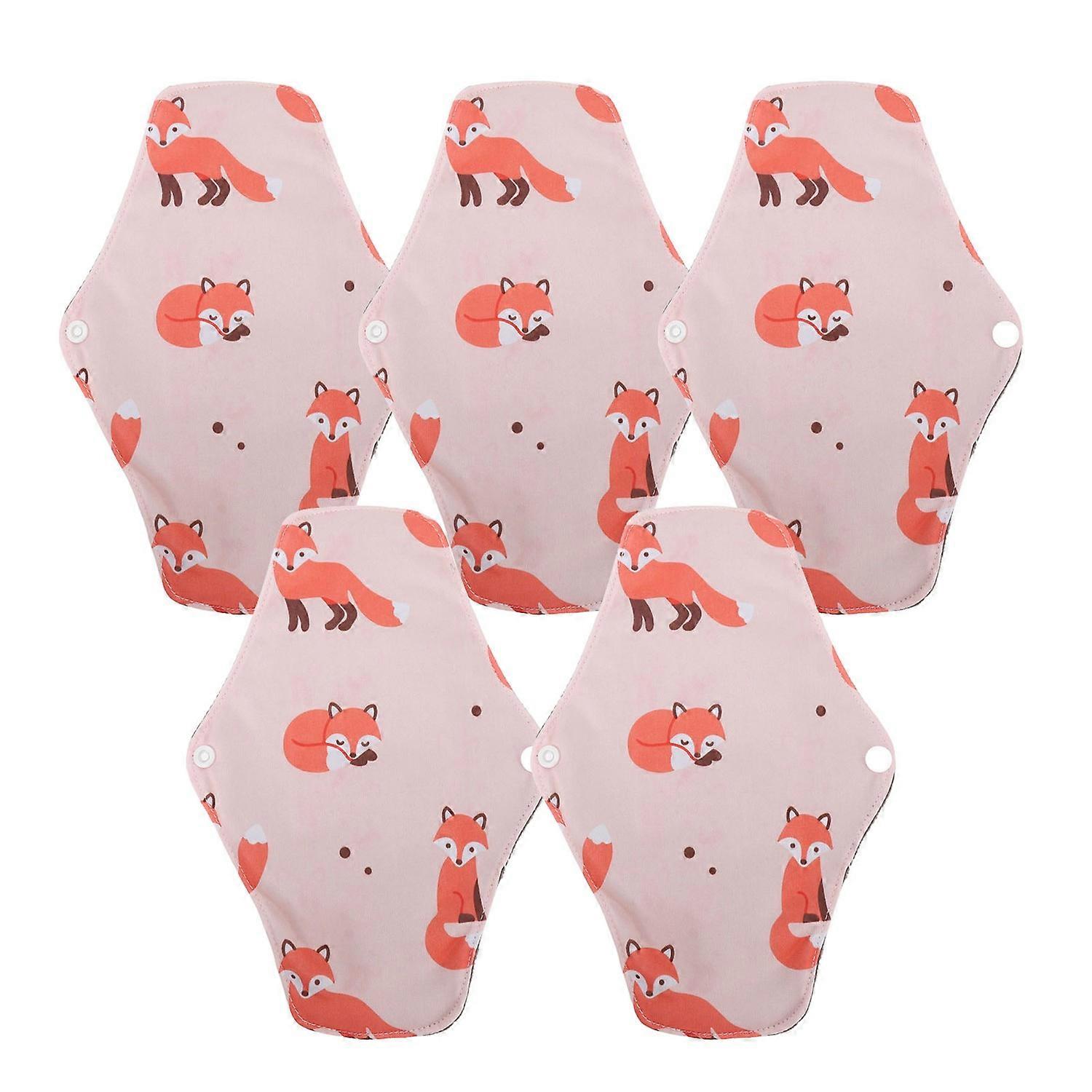 5 Packs Bamboo Charcoal Cloth Menstrual Pad Washable Waterproof Soft Cloth Menstrual Pad for Heavy F