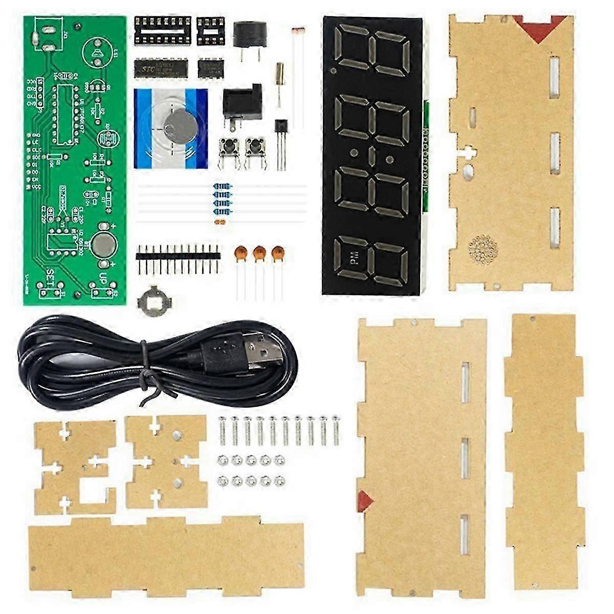 Colorful RGB Digital Alarm Clock DIY Kit with Microcontroller Circuit Board