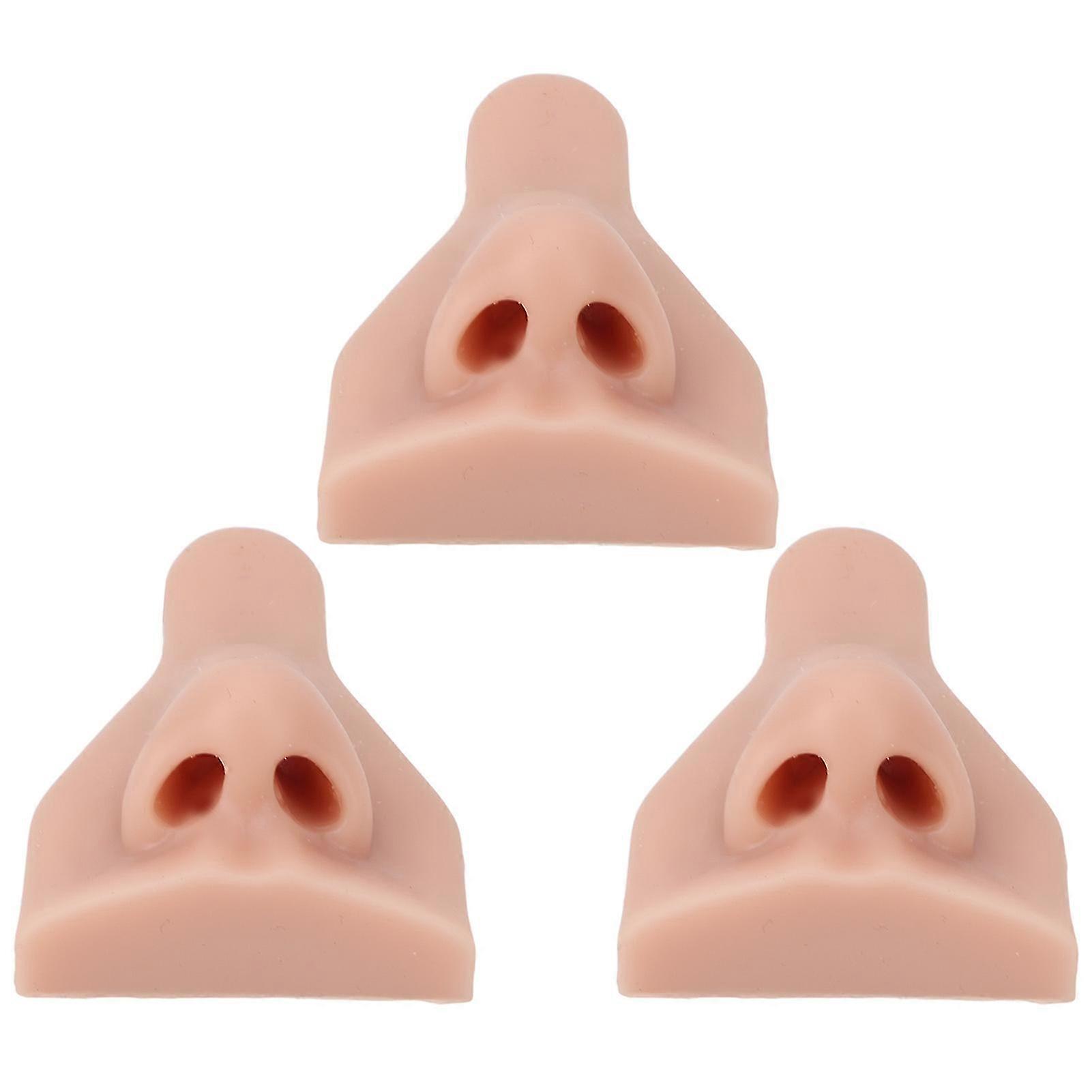3PCS Silicone Nose Model Soft Flexible Reusable Simulation 3D Silicone Nose Model for Practice Teaching Medium Fleshcolor