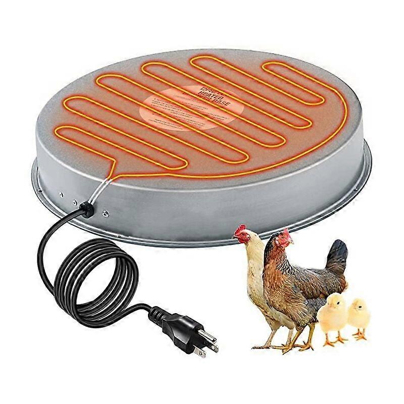 Overheat Protection Heated Base, Chicken Water Heater Galvanized Steel Construction for Maximum Usage, Safe & Easy Plug-and-Play Design for Outdoor