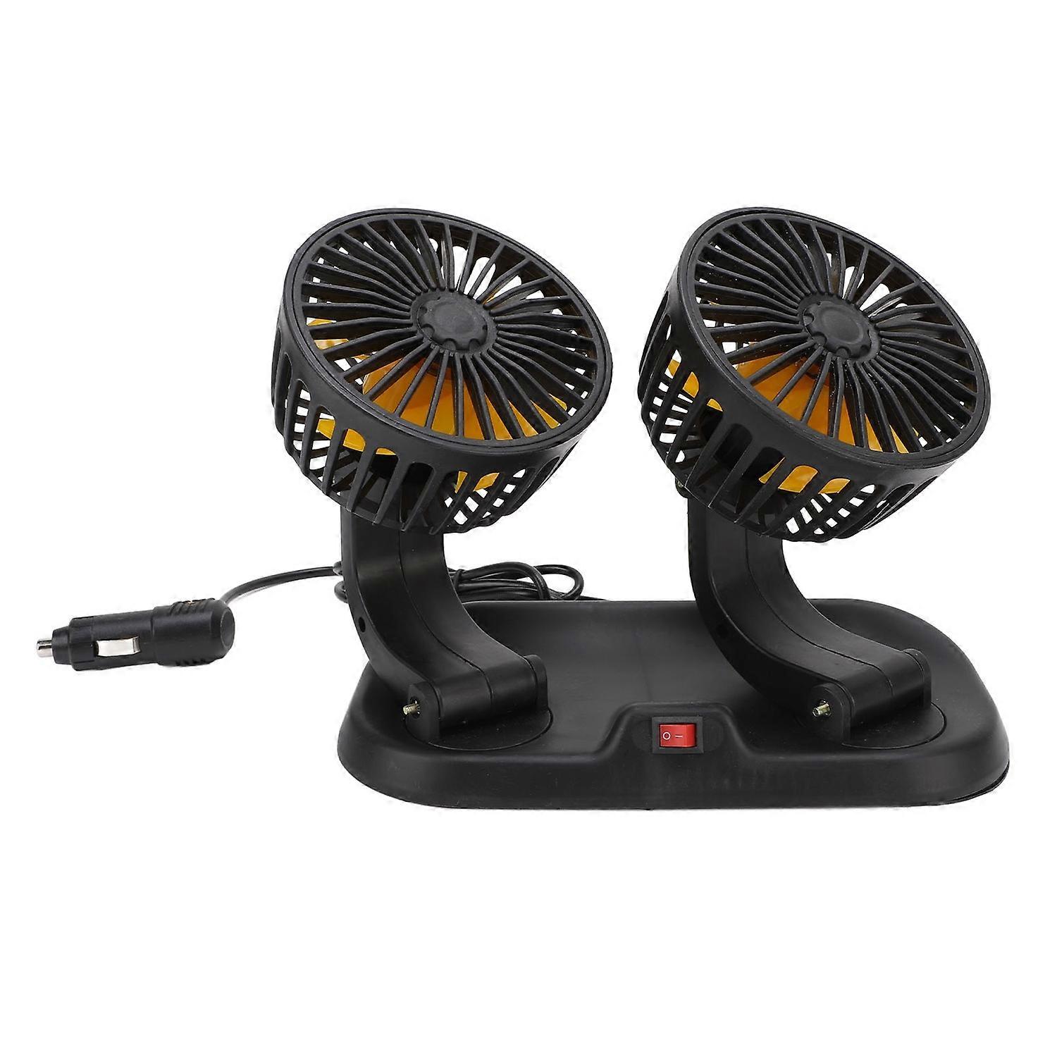 Car Fan Double Headed 360 Degree Adjustable 2 Speed Switch Powerful Electric Air Circulation Fan for