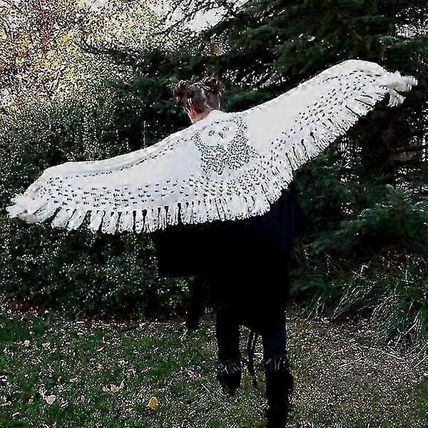 160cmレトロフクロウスカーフ、ヘドウィグ編みパターン厚手暖かい冬のスカーフ、ラップタッセルスカーフニットレディースショール-MXBC