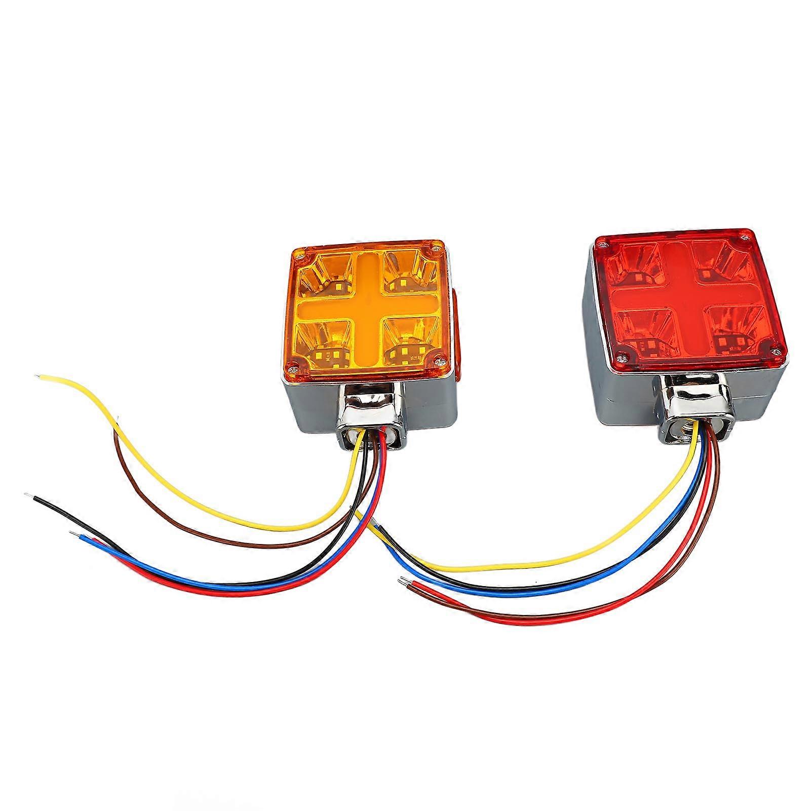 Square Double Face Turn Signal Lights LED Stop Turn Tail Signal Marker Pedestal Lamp Stud Mount for Truck Trailers 