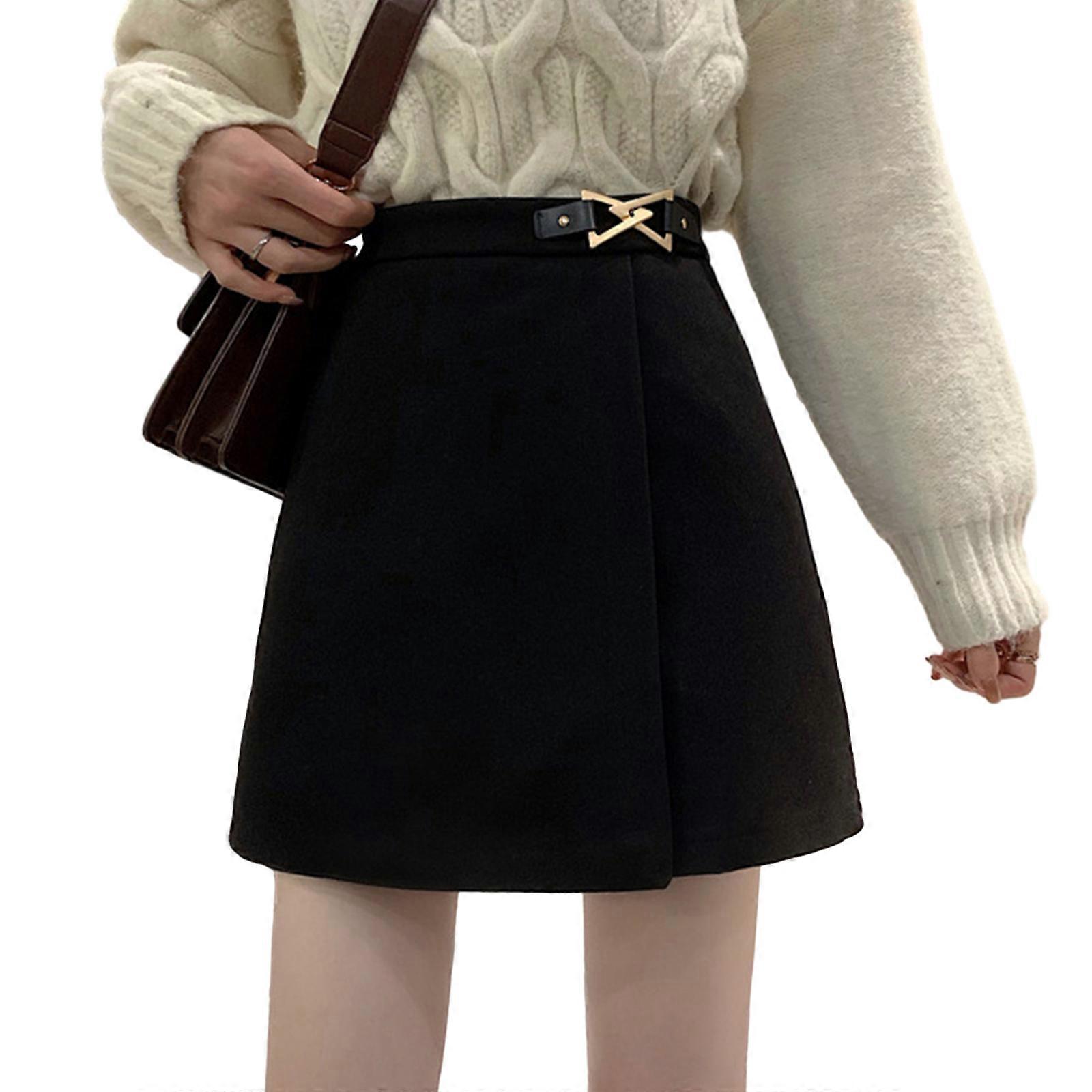 High Waist A-Line Black Mini Skirt for Women Business Casual