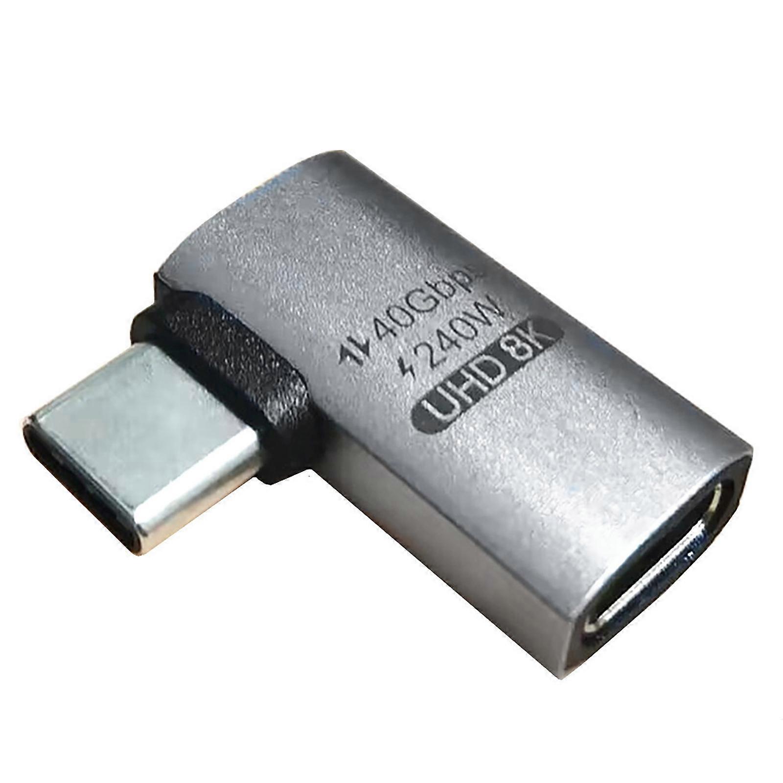 UHD8K High-Speed 40G Type C Adapter Metal Type-C Connector 240W Output Female to Male Bend