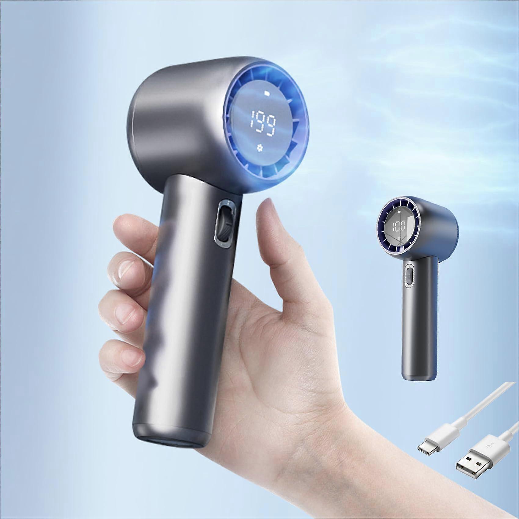 Turbo Fast Cooling Adjustable USB-C Rechargeable Battery Powered Digital Display Fan for Travel