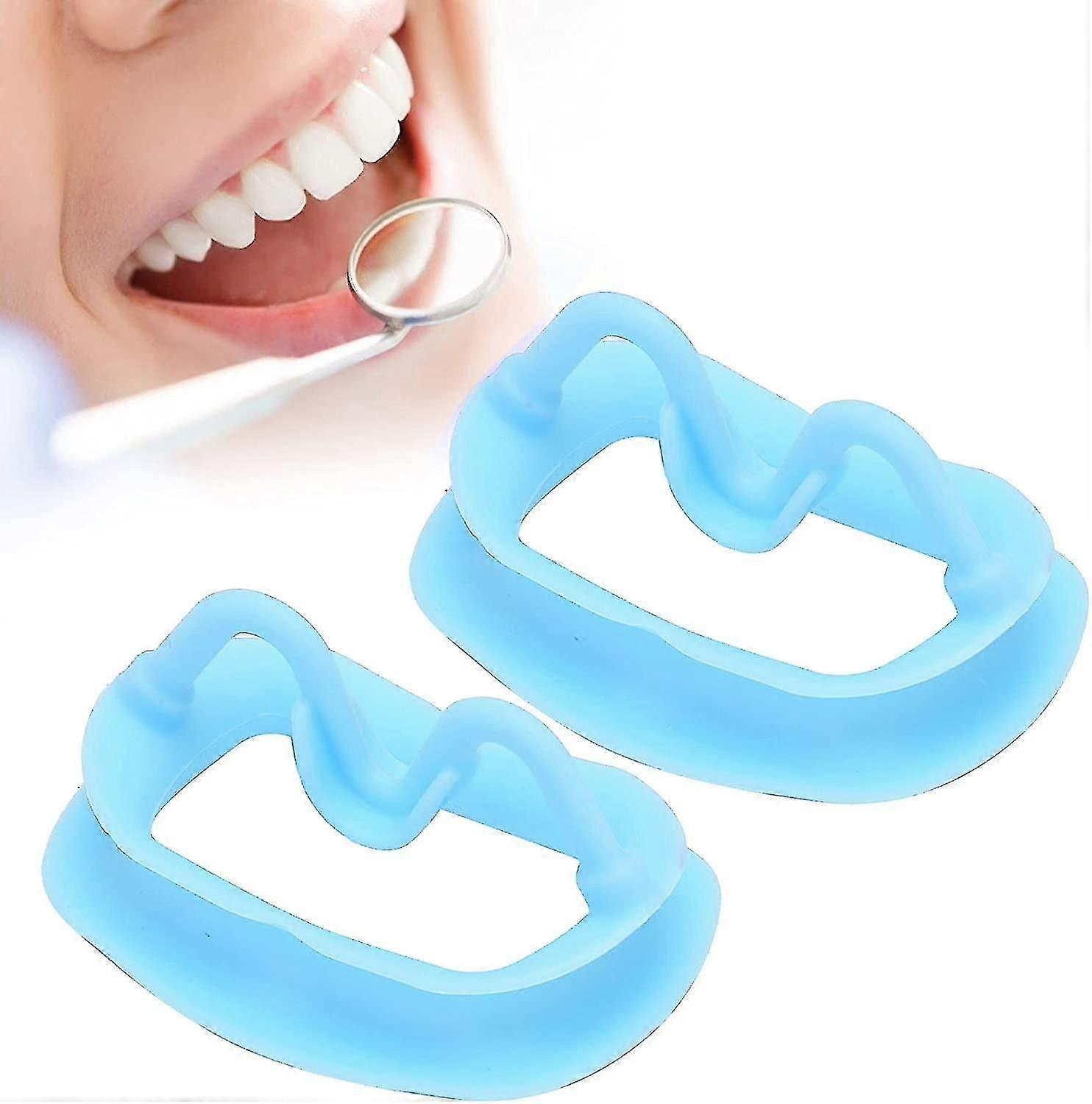 2-pack Oral Bite Intraoral Grip, Silicone Cheek Retractor Reusable For Oral Checkup Health (blue)