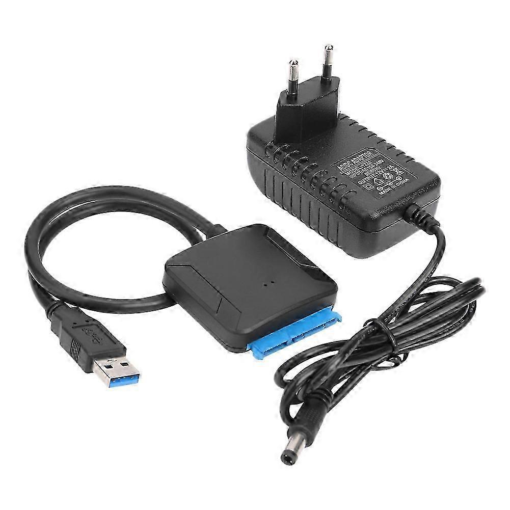 USB to Sata Data Cable, 2.5/3.5 Inch USB3.0 Easy Drive Cable Sata Hard Disk Adapter Cable(EU Plug)