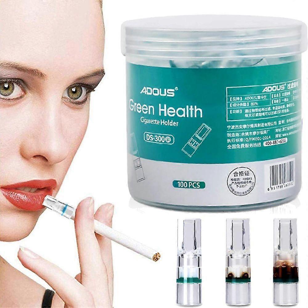 Quit Smoking Filter, High Efficiency Disposable Tobacco Cigarette Filter, Anti-Tar Filter, Multi-Filter, Help You Quit Smoking (Green, 100 Pieces)