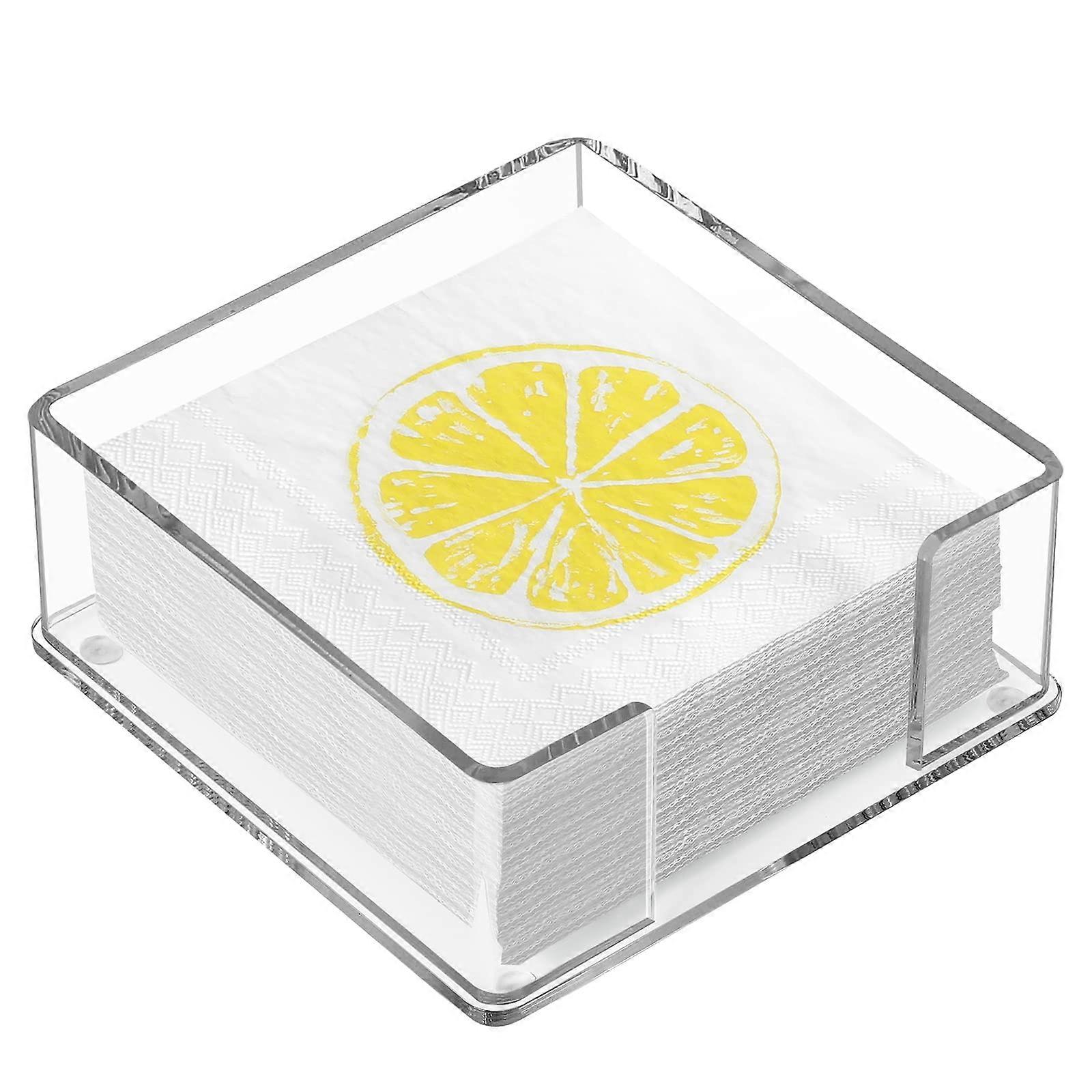 For acrylic cocktail napkin table, transparent guest towel strap, beverage buffet paper napkin box, 5.5 x 5.5 inches