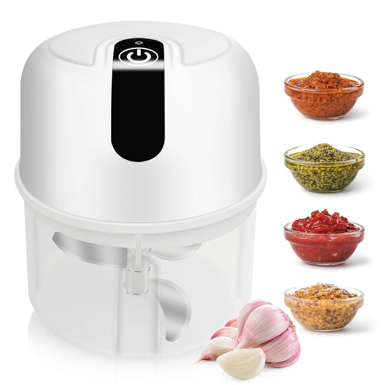 Electric Mini Garlic Chopper with 3 Reinforced Knives, Easy to Clean Food Processor, Compact Kitchen Gadget