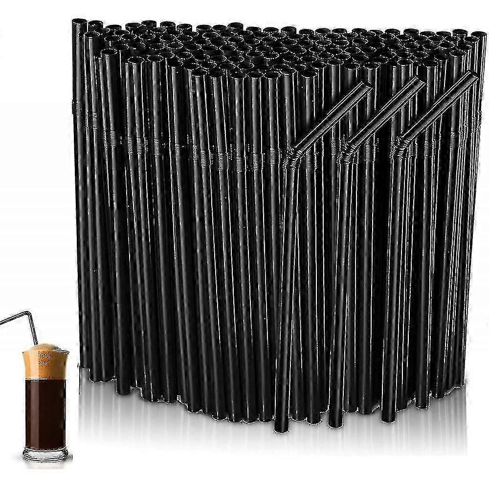 600 個のプラスチックストロー、バーパーティーホームの飲み物用の黒の再利用可能なストロー、22 cm (口径 6 mm) ABR-Good-2025-ss