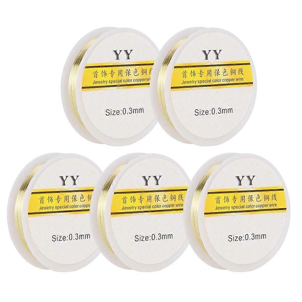 5 stks / set Koperdraad 0,3 mm DIY Armband Ketting Sieraden Kralendraad Licht Goud