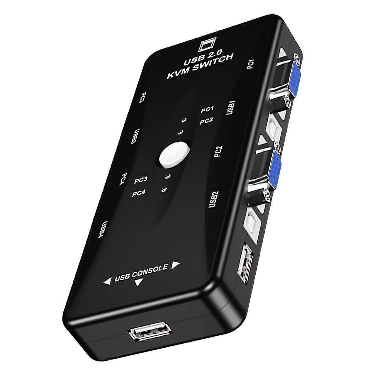 4 Port 4-in-1 USB Mouse Keyboard Splitter with Printer Support and High-Resolution Video Output Compatibility