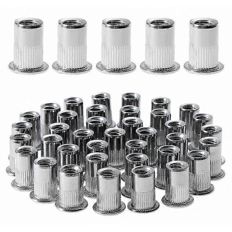 (12mm  15mm)100pcs M6 Flat Head Threaded Rivet Nut,Stainless Steel Threaded Rivet Nuts,Threaded Inserts Assortment for Plastic Mental