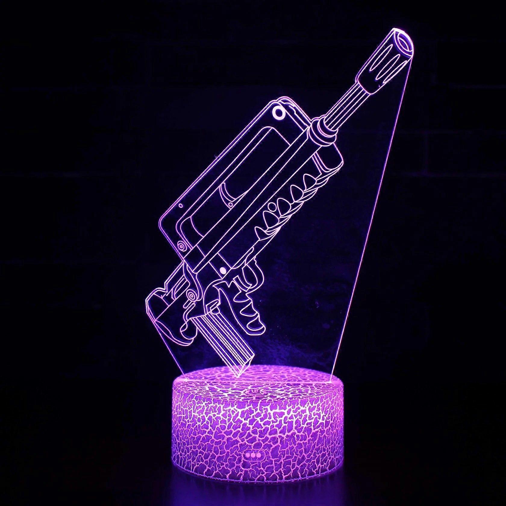 Game Rifle 3d Led Night Light Gaming Desktop Room Decoration Game Atmosphere Light Table Lamp Birthday Christmas Gifts for Boys