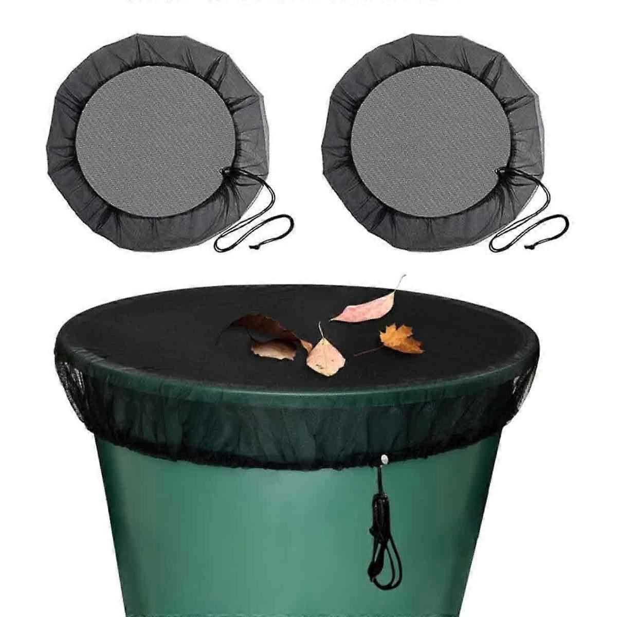 2-piece rain barrel net, rain barrel cover net with drawstring, adjustable rain cover net, mosquito and leaf repellent