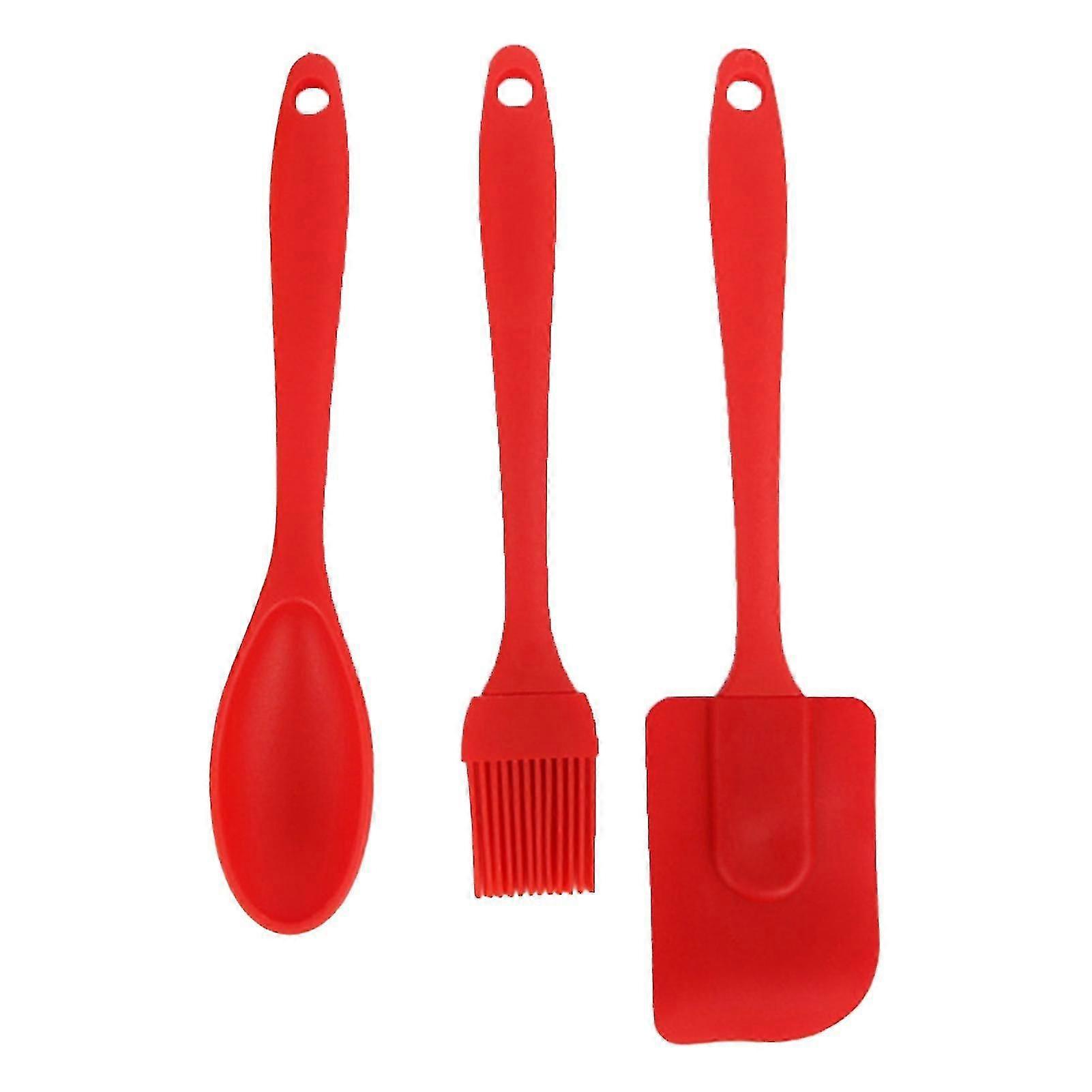 3pcs/set Spatula Set Anti-scratch Heat Resistant Silicon Comfortable Grip Cream Brush Spoon Batter Spatula Set For Kitchen