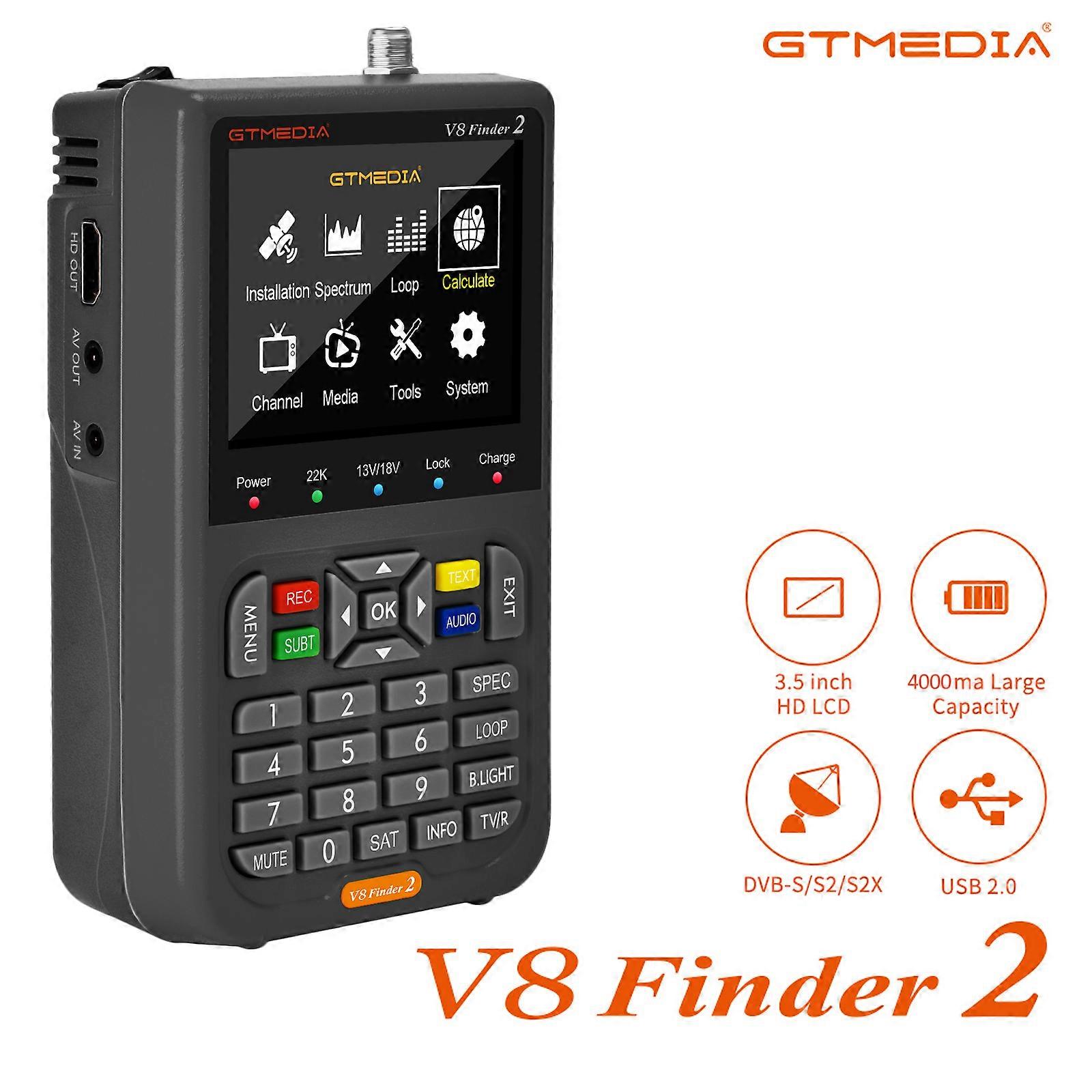 GTMEDIA V8 Finder 2 TV Finder Meter DVB-S/S2/S2X Receiver 3.5-inch LCD Dispaly H.264 Auto Calculate Angle 4000mAh Battery