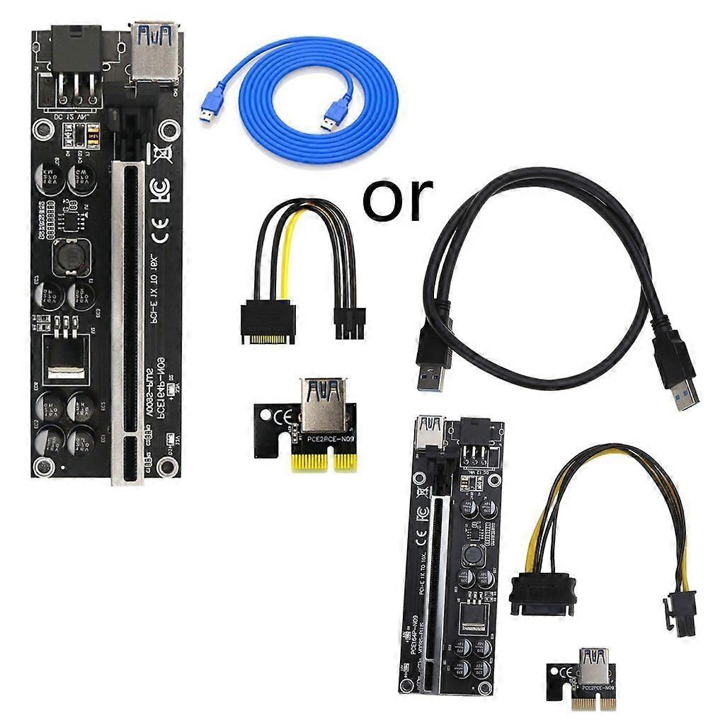 بطاقة PCI-E 6Pin Riser لعامل منجم البيتكوين أحدث امتداد رسومات USB 3.0 LED