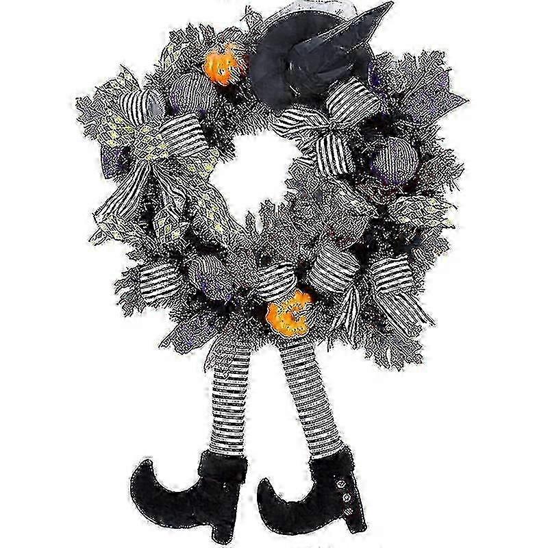 Halloween Wreath for Front Door with Pumpkin and Maple Leaf Design