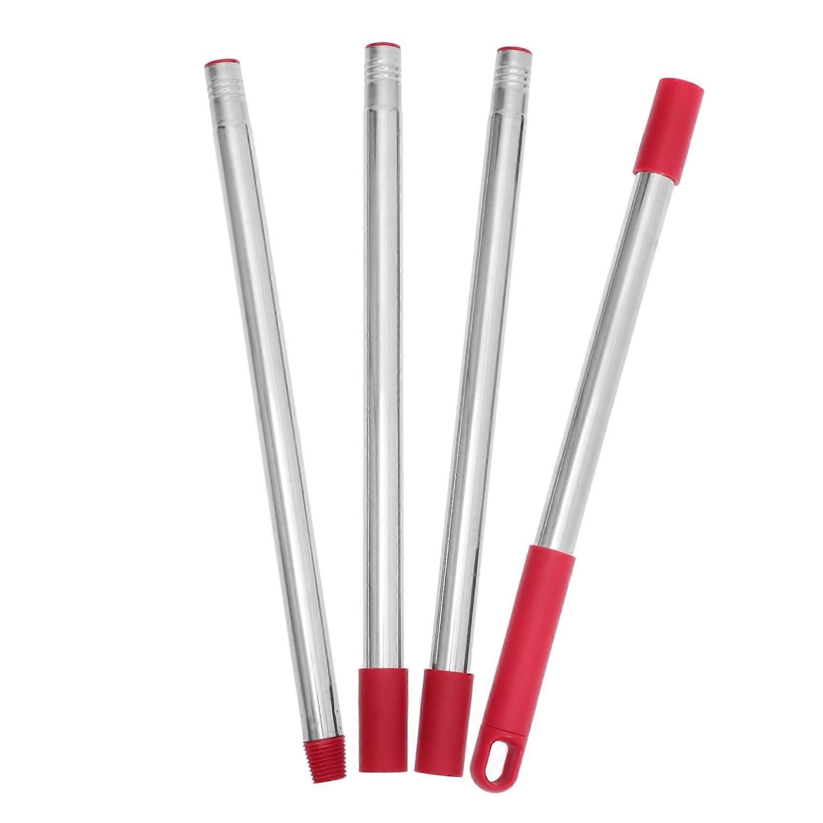 Stainless Steel Mop Pole Replacement Rod 146cm Red 4-Section Mop Handle Length Adjustable Durable Design