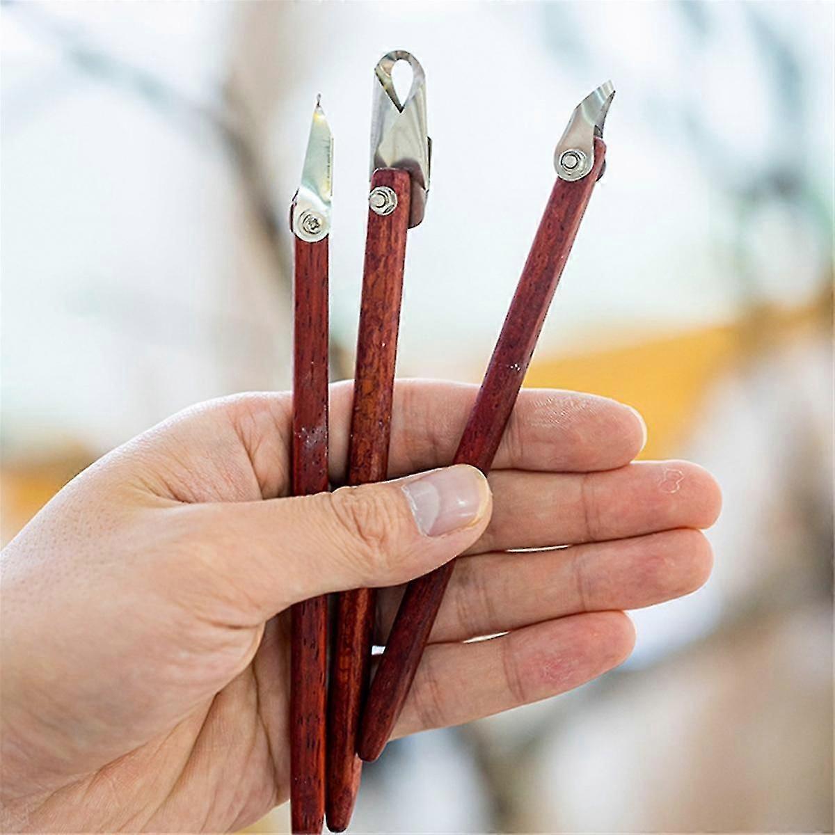 Fleur rouge poire sculpture outils Texture argile Sculptures sculpté à la main décoratif en acier inoxydable bague couteaux A
