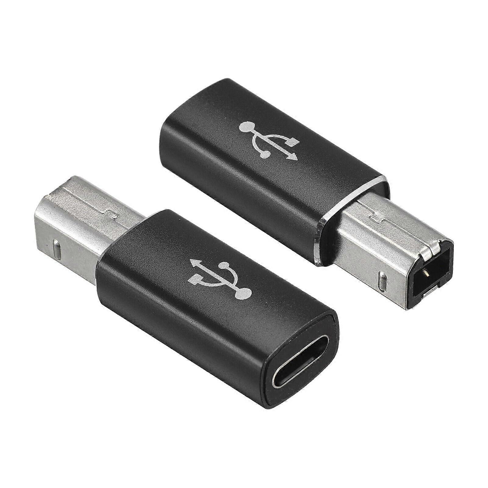 USB C Female To USB B Adapter 2 Pack Black Type-C To USB-B Converter