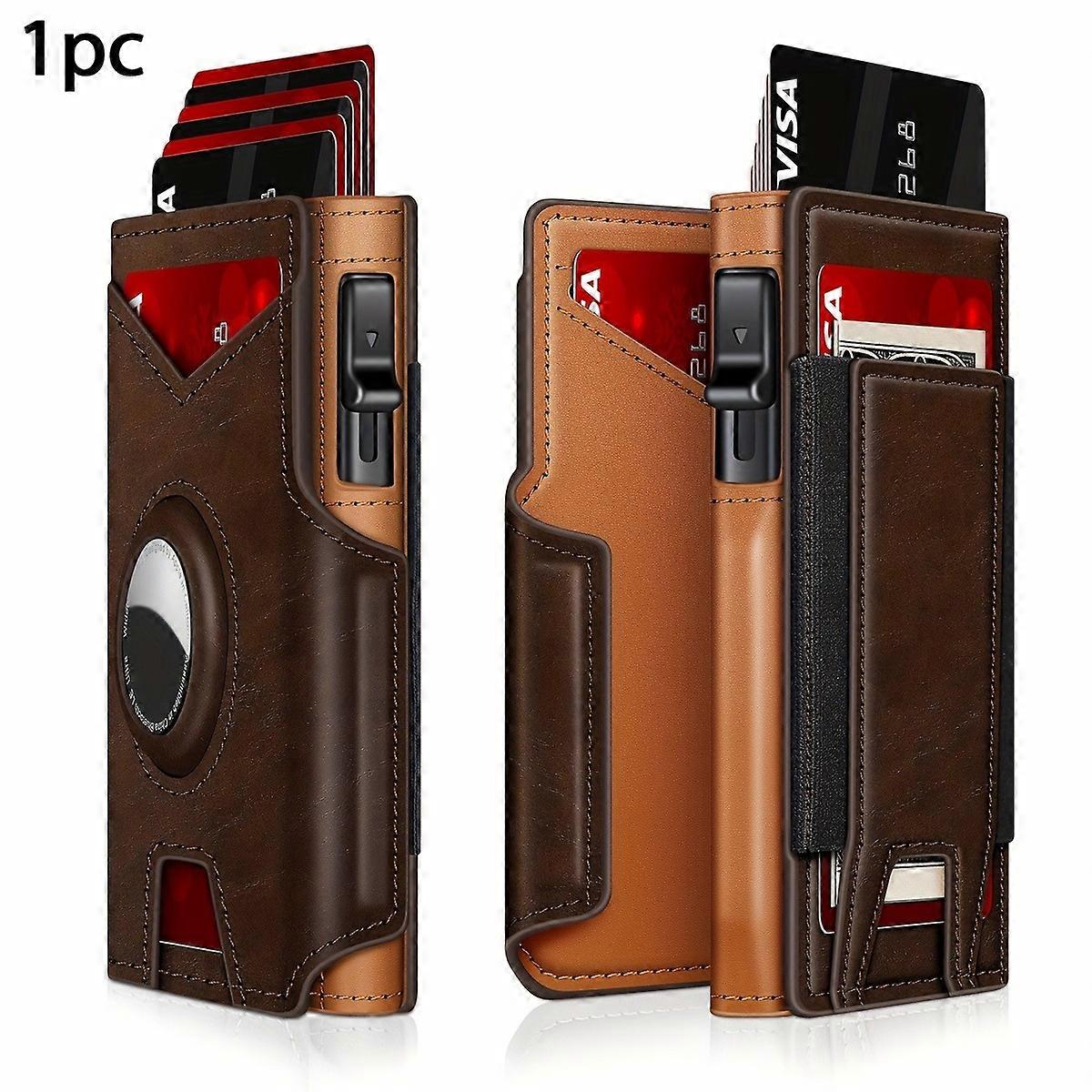 1pc Hommes S Portefeuille Intelligent Minimaliste à Deux Volets avec Fenêtre d’Identification Bloquant RFID & Emplacement Extensible Pour Argent - Comp