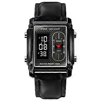 DTCY SKMEI 1868 Hommes Montre Professionnel 30M Résistant à l’Eau Double Affichage Double Mouvements GMT Temps Multifonctionnel Lumineux Montre Numérique