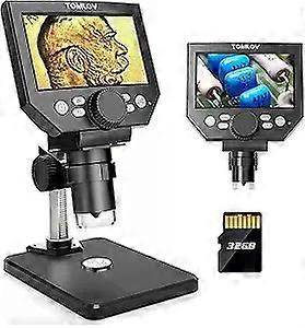 Coin Microscope LCD Digital Microscope 1000X, Magnifier with 8 Adjustable LED Lights, PC View Compatible with Windows/MacBook, Built-in Long Lasting B