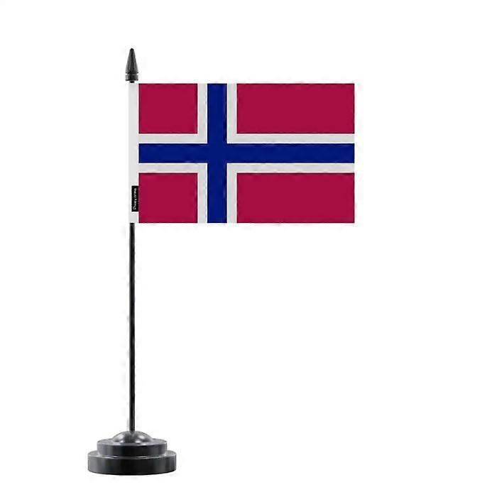 Table Flag of Svalbard and Jan Mayen – 14 x 21 cm – Polyester – Black Plastic Base