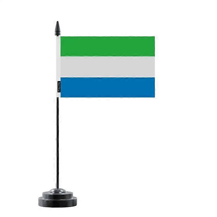 Table Flag - Multicolor - Sierra Leone - 14 x 21 cm - Plastic Pole - Double-Sided Print
