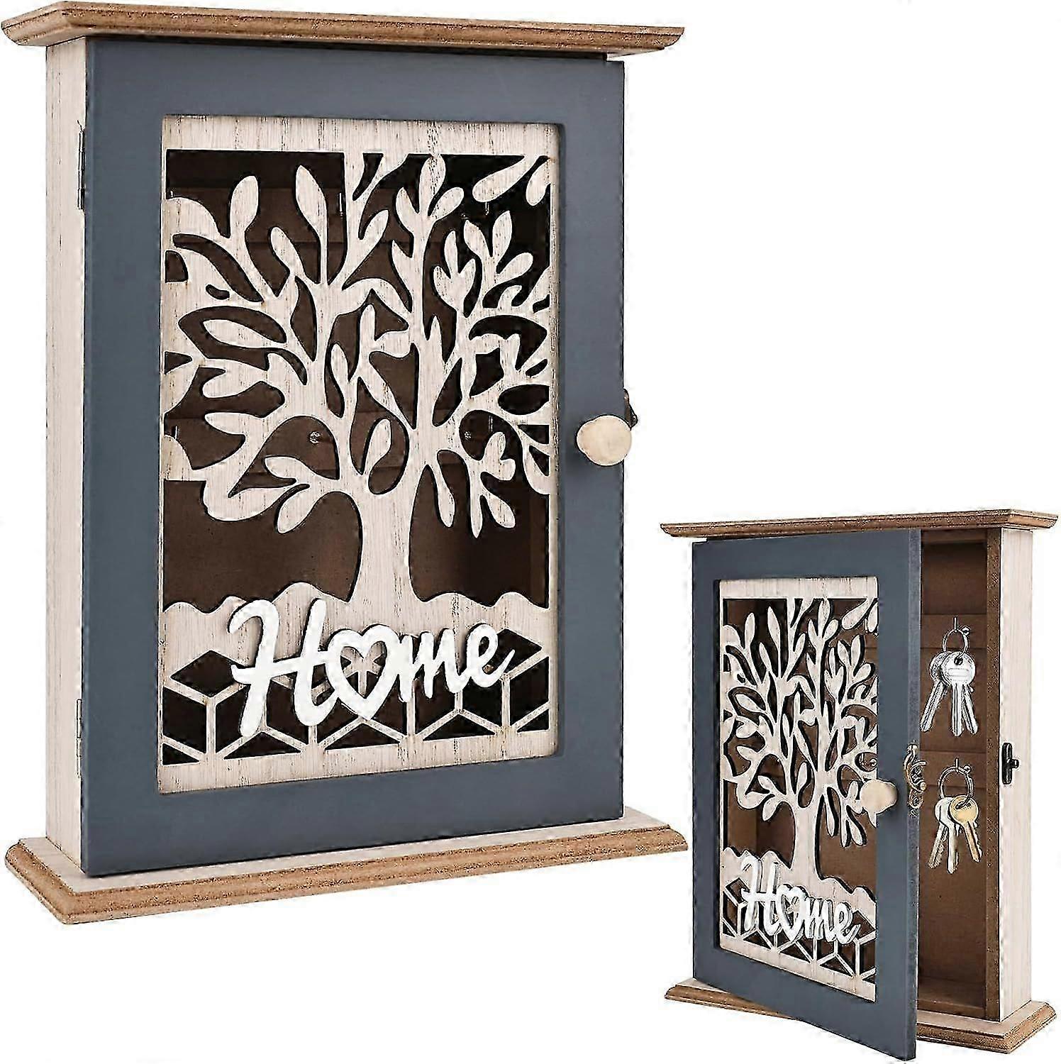 Wooden Key Box, Wall Mounted Key Box, Decorative Key Box, Vintage Key Lockers, Small Wall Mounted Key Locker for Entrance Room Corridor 6 Hooks - 22 X