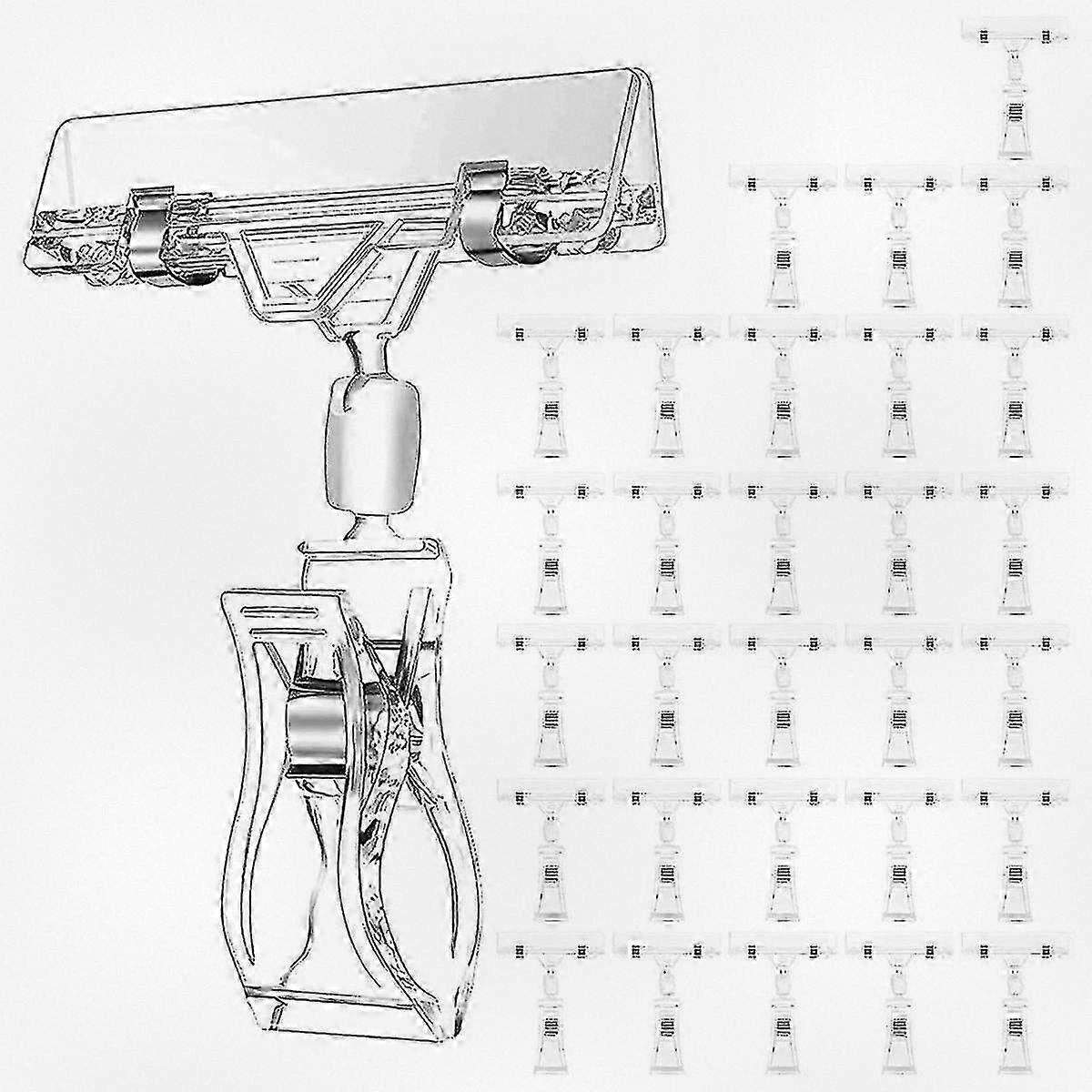30 Pcs Plastic Clear Rotatable Sign Clips, Label Holders for Merchandise Display, Compatible with a Certain Brand