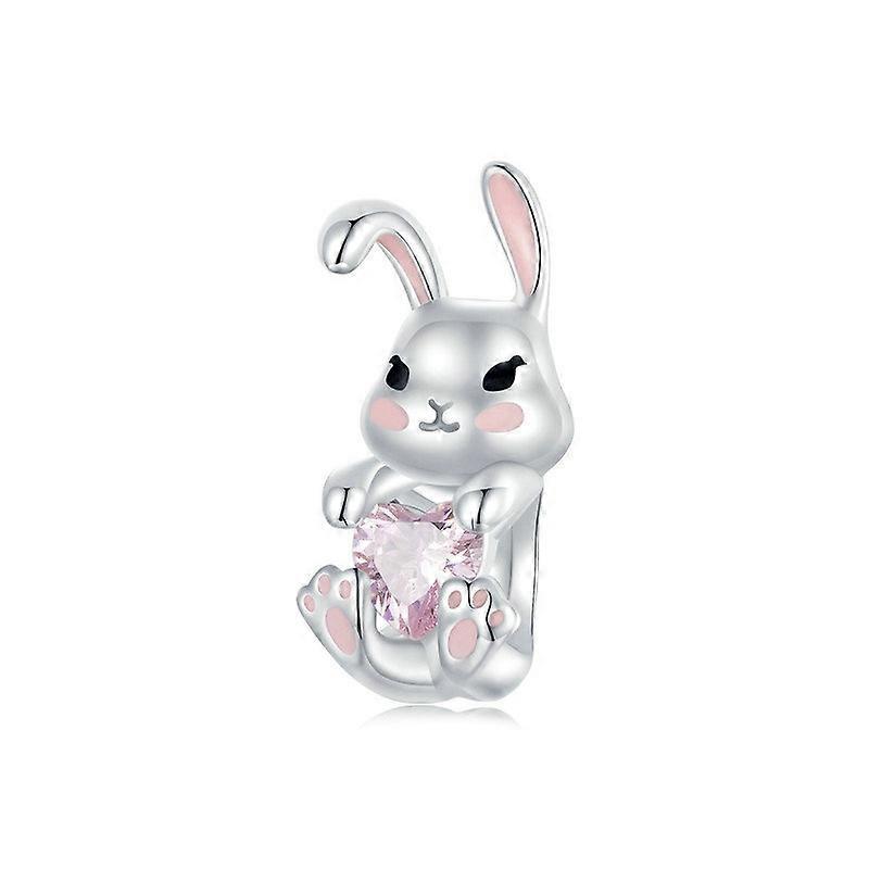 S925 Sterling Silver Easter Cute Bunny DIY Beads BSC998