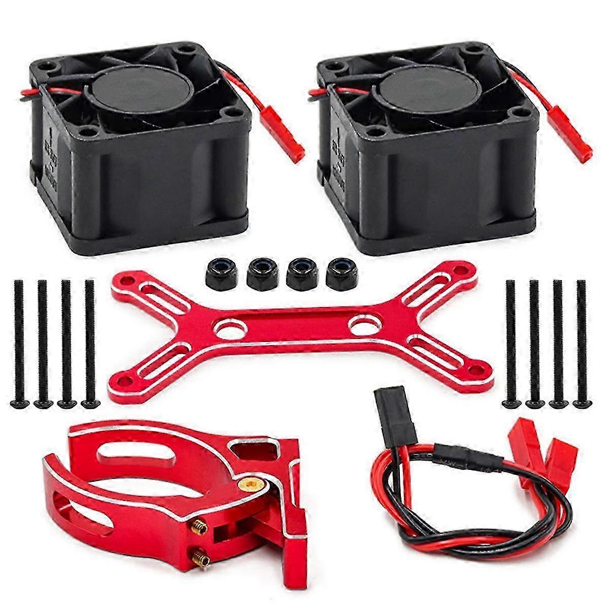 RC Car Upgrade Dual Cooling Fan 4985 1717 Motor Heat Sink Kit for 1/5 6S 8S Arrma KRATON Outcast,B