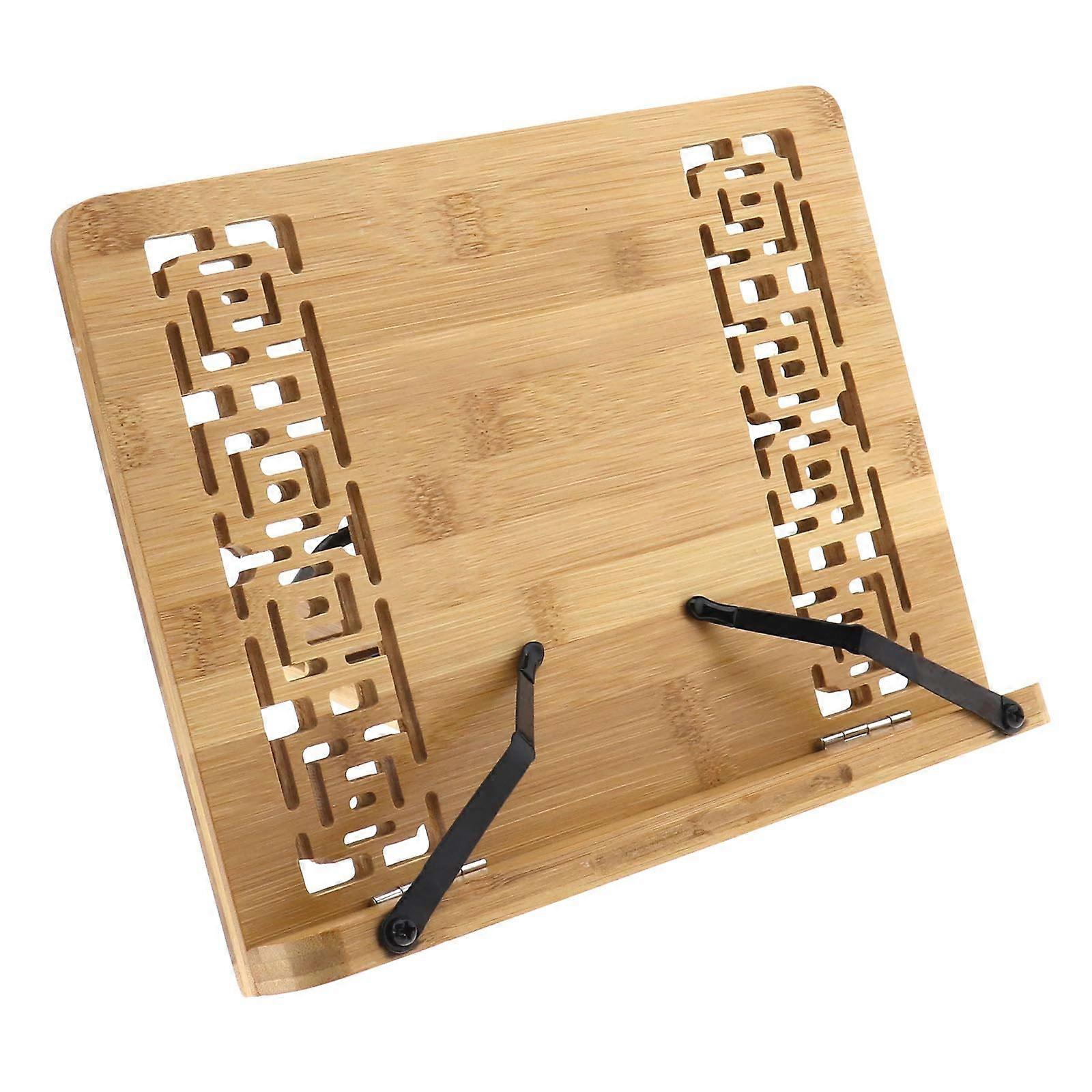 Cookbook Document Bookends Bamboo Adjustable Reading Stand Hollow Out Desktop Textbook Holder Retro Style