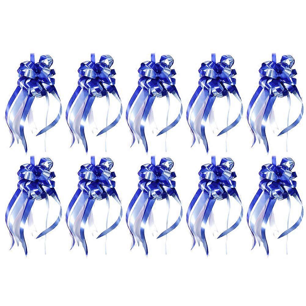 10Pcs Wrap Ribbon Pull Bows Bunting Ribbon Pull Strings Pull Bows Gift Bride Wrist Flowers Blue