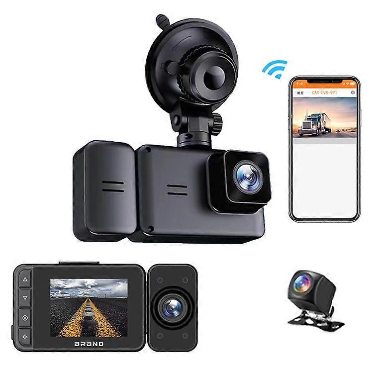 A18 WiFi Dash Cam Front and Rear Inside Dual Camera Car DVR with Night Vision Parking Mode