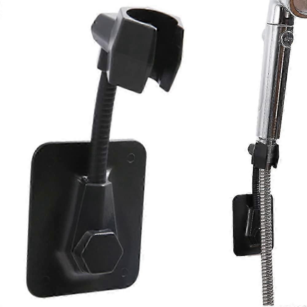 Universal Adjustable Black Adhesive Shower Head Holder Wall Mount for Bathroom
