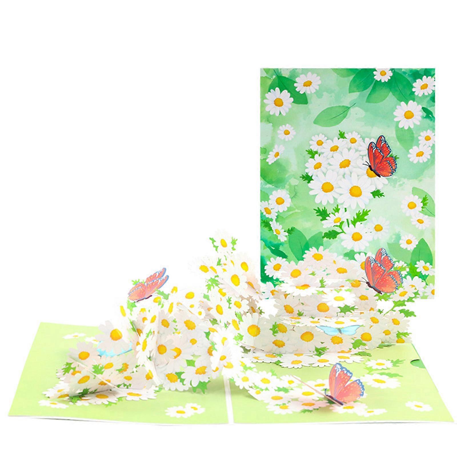 3D Butterfly on Flowers Popup Card for Birthday,Mother's Day,Valentine's Day,Thank You with Envelope Removable Note