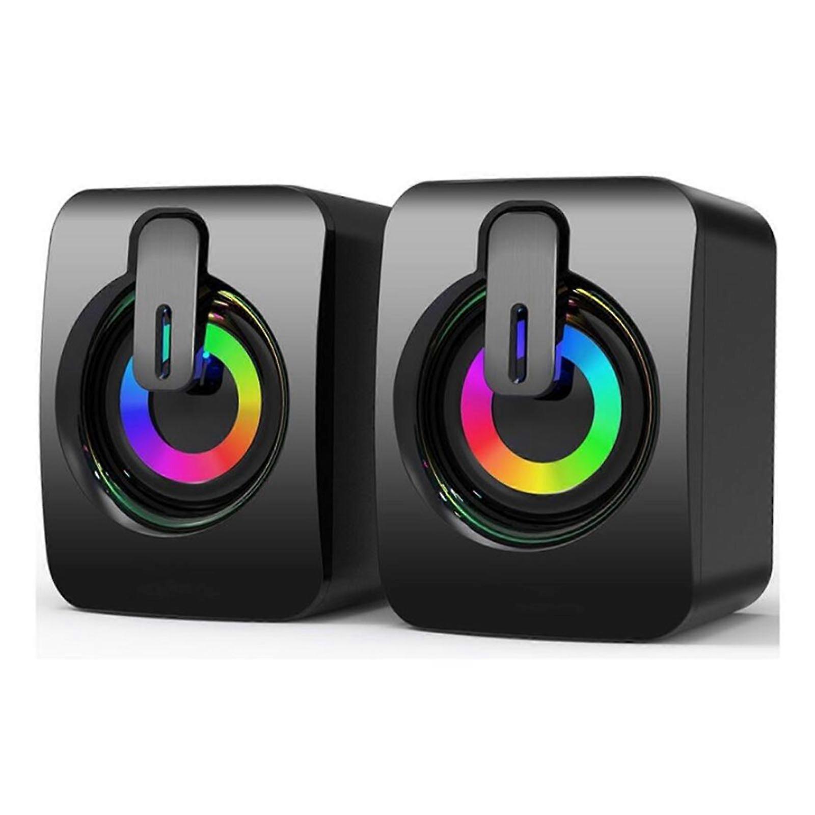 Stereo Sound Surround Loudspeaker with RGB Light for Desktop Laptop PC Computer Speakers USB 3.5mm Subwoofer Speaker