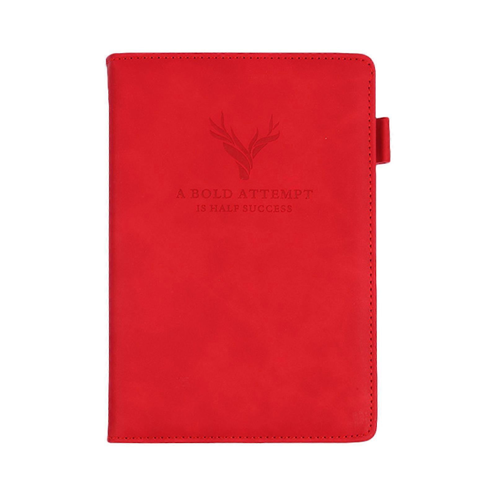 Leather Notepad Thicken Planner Business Notebook 264 Pages Ruled with Ribbon Bookmark for Student School Note Taking Red