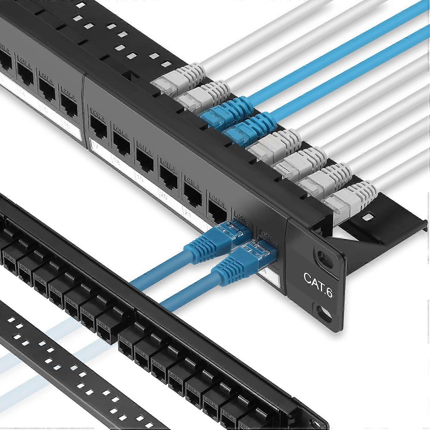 2025 Latest Model Patch Panel 24 Port Cat6 with Inline Keystone 10G Support,