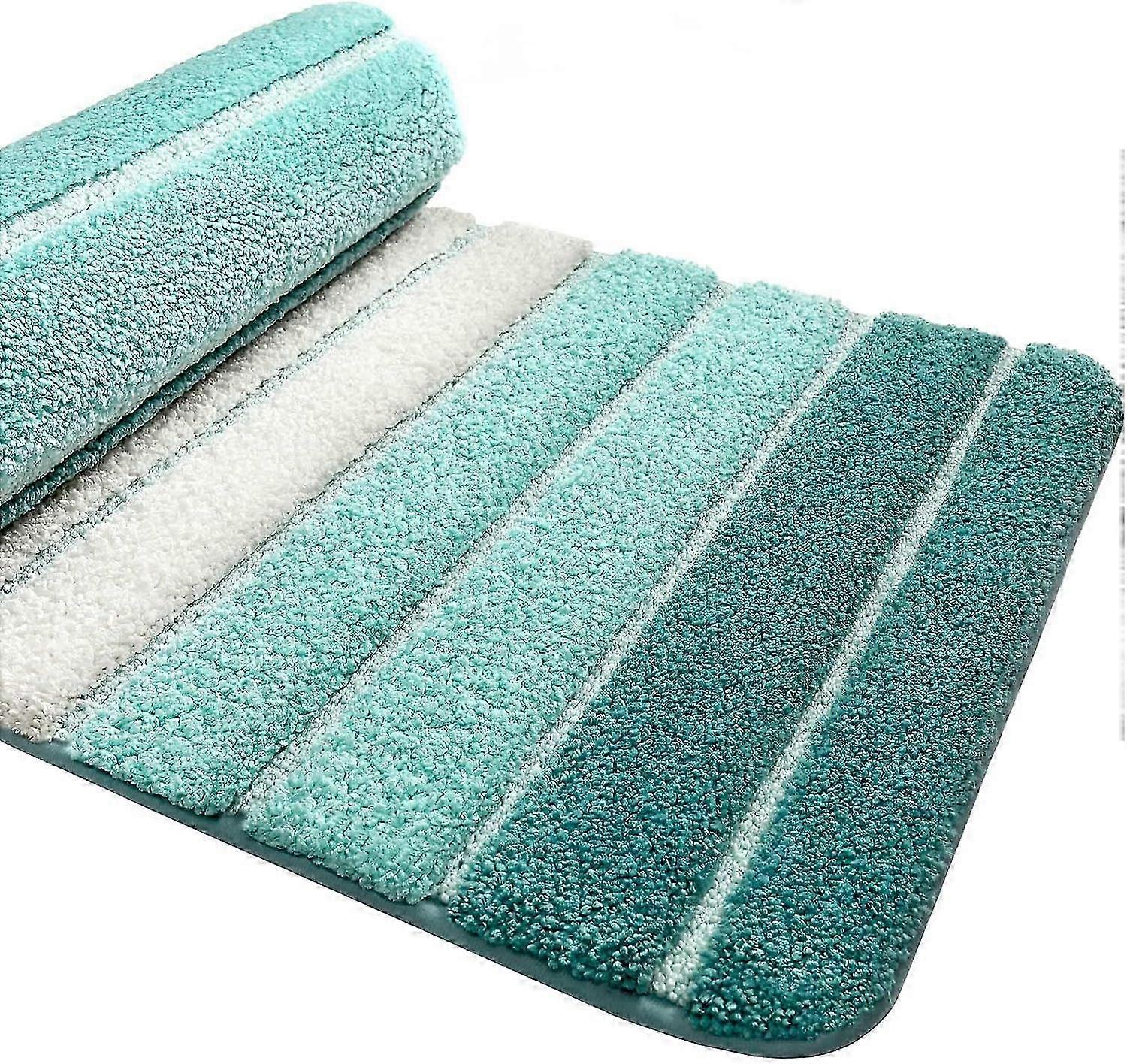 Non-Slip Bath Mat 40x60cm, Super Absorbent Microfiber, Machine-Washable, Turquoise
