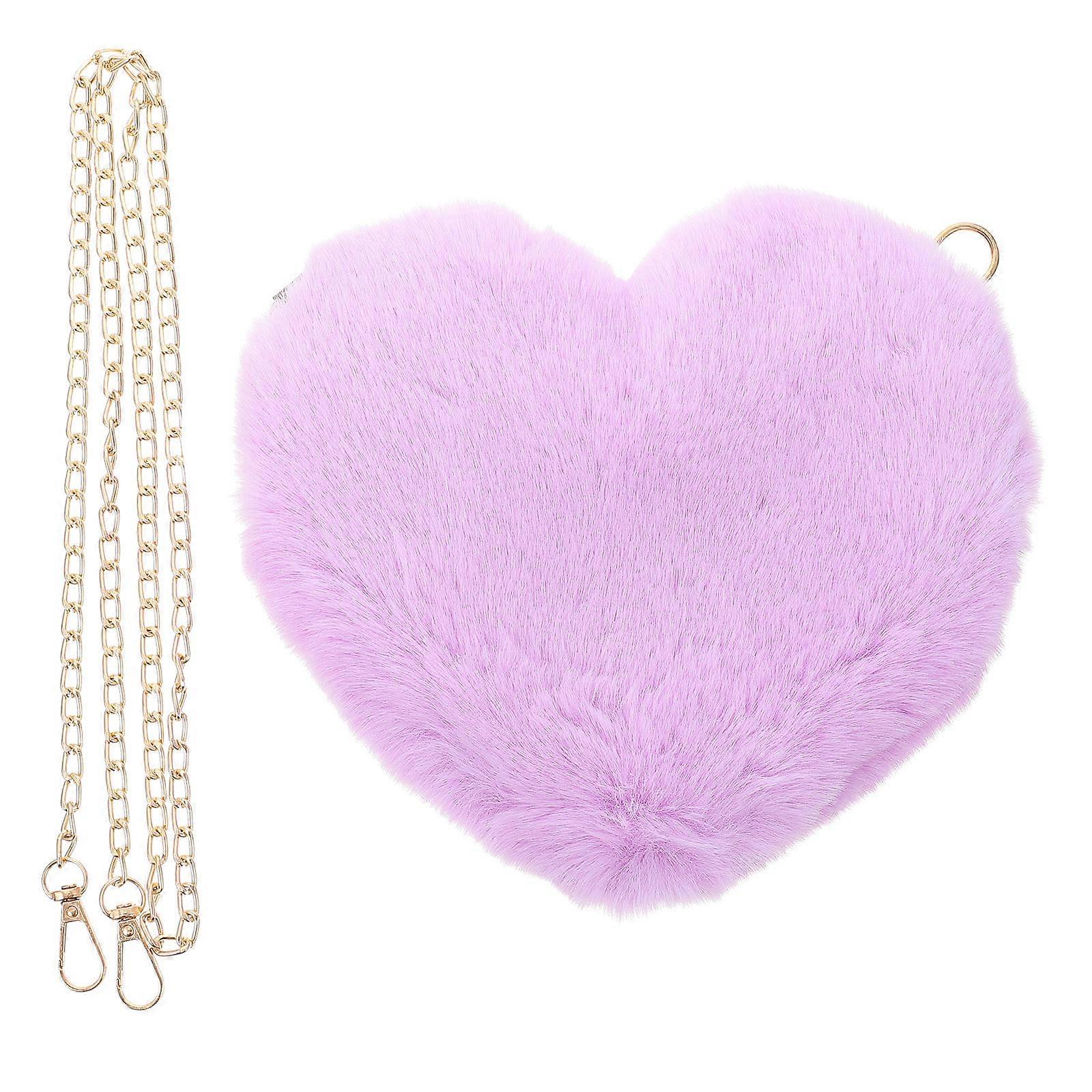 Violet Singleshoulder Bag for Outdoor Storage with Lovely Heart Design and Synthetic Material